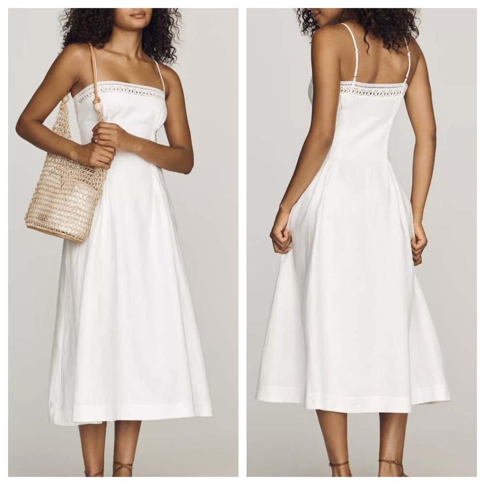 Reformation Pomona 100% Linen Midi Dress Size 6